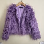 Lavender Faux Fur Shaggy Coat Jacket AILUBAODAN– Size S Purple Photo 0