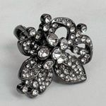 Vintage Black Grey Rhinestone Bling Cocktail Costume Statement Adjustable Silver Photo 2