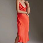 Anthropologie  Bias Slip Dress in Orange Lyst Elegant Formal Cocktail Size XS Photo 2