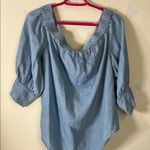 Who What Wear  Blue On or‎ Off Shoulder Ruffled Cuffed Sleeve Blouse Size Large Photo 2