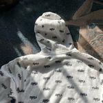 Nike Allover Logo Pullover Hoodie Women’s XS White Black Print Fleece Sweatshirt Photo 10