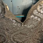 Anthropologie Charcoal Silver Foil Lace Overlay Sweater Top | Size Medium Photo 7