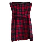 American Eagle Outfitters Plaid Strapless Dress Size 6 Red Black Wool Blend Photo 1