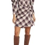 Veronica Beard NEW  Agnor Draped Plaid Mini Dress Size 4 Color Black White Photo 2