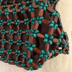 Wooden Beaded Boho Bag Purse Brown Teal Photo 1