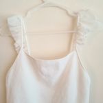 Alice + Olivia White Ribbed Ruffle Sleeve Crop Top Small Photo 2