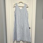 Talbots  Linen Maxi Dress Newport Blue White Stripe Size 10 Photo 3