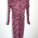 Michael Costello x Revolve Marble Ruched Shirred Long Sleeve Cocktail Dress Photo 1