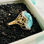 14k Gold Faceted Aqua Quartz & Diamond Size 7 Fine Jewelry Fashion Engage Gift Photo 1