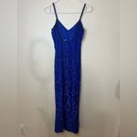 Lawrence Kazar | vintage royal blue sequins beads silt column maxi dress PP / XS Photo 6