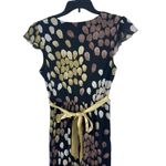 Y2K Soft Lined Mesh Paint Look Design Empire Tie Waist Lettuce Hem Dress 16 Black Photo 4