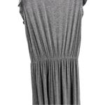 Loft  rayon M gray midi dress sleeveless ruffle office casual travel vacation Photo 2