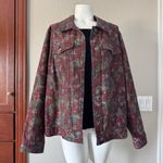 CJ Banks Red and Green Jean Jacket with Floral Pattern X Size undefined Photo 11