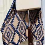 Timing  Aztec Print Duster Vest Women's M/L Blue Tan Open Front Long Cardigan Photo 4