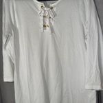 Michael Kors White Lace-Up Women's Top Cotton Blend Size Large Photo 2