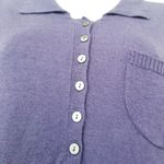 Poetry  Linen Cotton Purple Knit Midi Dress with Button Detail Collared Photo 9