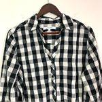 Foxcroft  NYC Germaine Crinkle Buffalo Plaid Black and White Shirt Photo 2