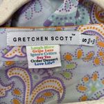 Gretchen Scott Top Womens Small Multicolor Paisley Print Sheer V Neck Blouse Photo 5