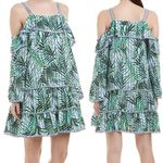 Red Carter Palm Party Swim Cover Mini Dress Tropical Hawaiian Aloha Vacation Photo 1