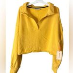 Yellow Cropped Polo Sweatshirt with Long Sleeves Size 2X Photo 0