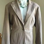 Larry Levine Signature By  one Button TanBlazer Chalk Stripe Fabric Jacket SZ 18 Photo 0