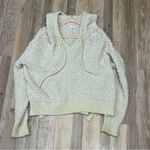 POL  Beige Popcorn Chenille Hooded Sweater Slightly Cropped Relax Fit Sz small Photo 5