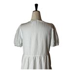 ZARA  Dress‎ Women Small White Linen Blend Short Puff Sleeve Babydoll Preppy Photo 4