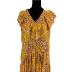 Sonmer Womens Floral Ruffled Sleeveless‎ Maxi Dress Yellow Size Medium NWOT Photo 5