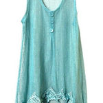 Simply Noelle Swim Coverup S/M Aqua Blue Sheer Lace Trim Summer Coquette Photo 0