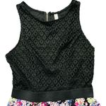 Xhilaration Black Crochet Floral Print Sleeveless Romper Girly Feminine MEDIUM Photo 1