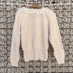 Vintage Josephine button and lace collar cream sweater cottage MEDIUM Photo 2