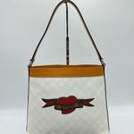 Gucci WOMEN'S HEART TATTOO WHITE COATED CANVAS MEIER HOBO BAG TOTE HANDB… Photo 0