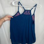 Derek Heart NWOT ‎ women’s dark blue pink embroidered relaxed casual tank top M Photo 5