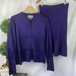 San Remo Purple Knit Sweater & Pleated Skirt Set S Photo 0