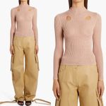 Off-White Holy Cutout Ribbed Long Sleeve Mock Neck Sweater In Nude Photo 2