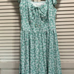No Boundaries  Green/White Floral Sun‎ Dress Ruffle Straps Size M High/Low Photo 0