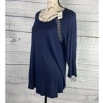 Loft  Top Womens S Blue Scoop Neck 3/4 Sleeves Rayon NEW NWT Photo 4