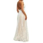 Luxxel  Max it Out Sequin V-neck Maxi Gown White Size Large NWT Photo 1