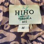 Hiho Purple Abstract 3/4 Sleeve Elastic Neck Cuff Shift Dress Cotton M Size M Photo 6