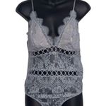 Victoria's Secret VS Lingerie size large gray Lace Thong bodysuit cutout rings sheer back sexy Photo 3