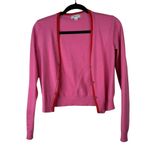 Macy's On 34th Pink Embellished Buttons Red Stripe Tipped V-Neck Long Sleeve Cardigan Photo 3