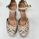 Klub Nico Cream Embossed Leather Chunky Heels Womens 7 Gold Accents Made Brazil Photo 3