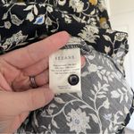 Sézane Sezane Roby navy blue Yellow Ruffle Floral Long Sleeve Blouse button up top Photo 4