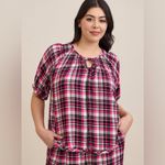 Torrid NWT Pink Plaid Gauze Henley Long Sleeve Sleep Shirt Size 2X Photo 1