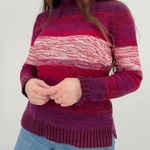 vintage y2k boho sunset sky striped mockneck sweater purple pink white size M Size M Photo 0