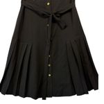 Sharagano NWT Natural Pleated Hem Shirtdress Black Button Front Tie Waist sz 10 Photo 2