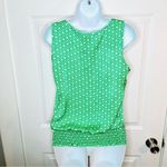 Jules & Leopold Geometric Satin Sleeveless Layering Top Smocked Waist Green S Photo 5