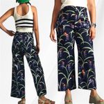 Maeve Anthropologie The Colette Floral Wide Leg Pants Navy Purple Orange Size 28 Blue Photo 1