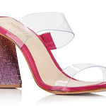 Schutz  Hot Pink Embellished Block Heel SlideAriellen Embellished Sandal sparkle Photo 0
