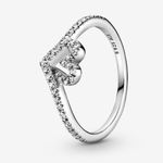 Pandora Sparkling Wishbone Heart Ring Photo 0